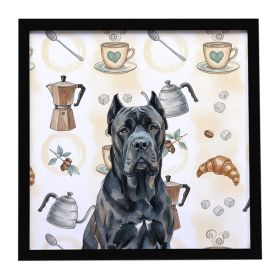 Cane Corso Coffee Bar Framed Metal Print Bathroom, Kitchen, Office, Home Decor Wall Art Ready to Hang, Square, 8X8