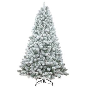 7ft Pvc Mixed Flocked White XmasTree Pine Cone Hinged Medium Automatic  Artificial christmas Tree