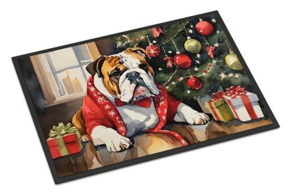 NEW English Bulldog Cozy Christmas Doormat Front Door Mat Indoor Outdoor Rugs for Entryway, Non Slip Washable Low Pile, 18H X 27W