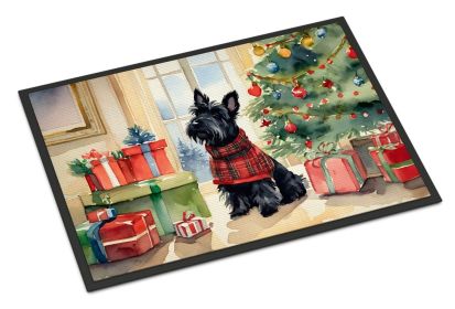 NEW Scottish Terrier Cozy Christmas Doormat Front Door Mat Indoor Outdoor Rugs for Entryway, Non Slip Washable Low Pile, 18H X 27W