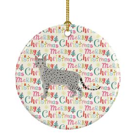 Egyptian Mau Cat Christmas Ceramic Ornament Christmas Tree Hanging Decorations for Home Christmas Holiday, Party, Gift, 3 in, Multicolor