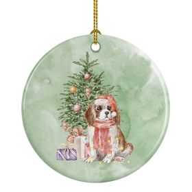 Cavalier Spaniel Tricolor Blenheim Puppy Christmas Presents and Tree Ceramic Ornament Christmas Tree Hanging Decorations for Home Christmas Holid