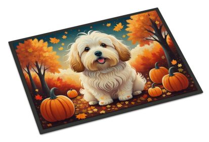 Coton De Tulear Fall Doormat Front Door Mat Indoor Outdoor Rugs for Entryway, Non Slip Washable Low Pile, 24H X 36W