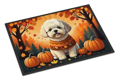 Bichon Frise Fall Doormat Front Door Mat Indoor Outdoor Rugs for Entryway, Non Slip Washable Low Pile, 24H X 36W