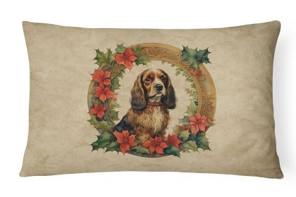 Christmas Flowers Frame Throw Pillow Throw Pillow for Indoor Couch Bed Outdoor Patio Washable, English Cocker Spaniel 2357,12Hx16W