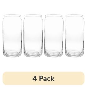(4 pack) 20oz Clear Can Shaped Drinking Glass